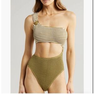 Cleonie Striped One-Shoulder Swimsuit